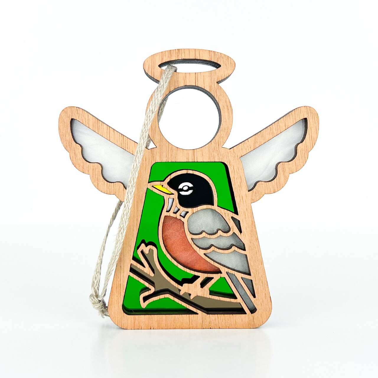 3.5" (H) American Robin Ornament - Handcrafted in Texas - Mother's Angels® Christmas Angel Wings Figurine